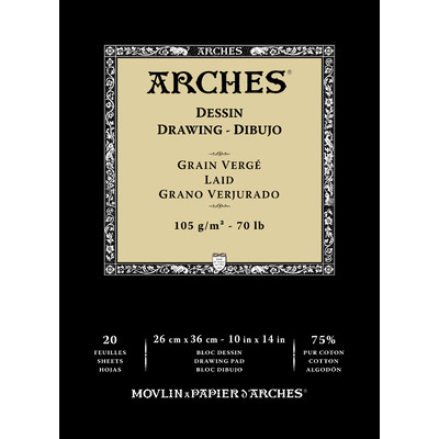 Ingres d'ARCHES MBM Paper Pad, White 10X14" 70lb/105gsm