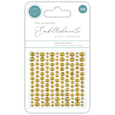 The Essential Embellishments Adhesive Pearls, Gold