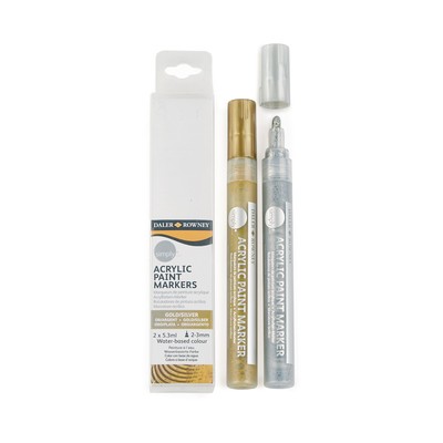 Simply Acrylic Paint Marker Set, Gold + Silver (2 Pack)