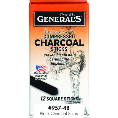 Extra Smooth Compressed Charcoal, Square - 4B Medium