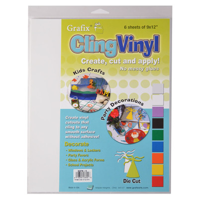 Cling Vinyl Film, Clear - 9" x 12" (6 Pack)