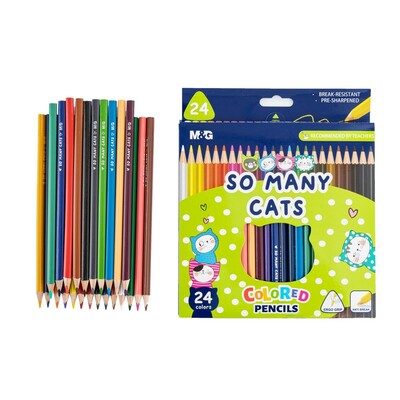 So Many Cats Triangle-shaped Colored Pencil Set, 24 Colors