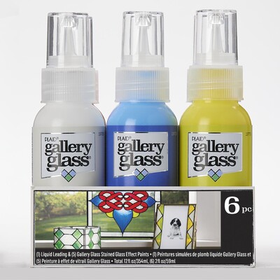 Gallery Glass Stained Glass Effect Paint Set, Basic (6 Colors)