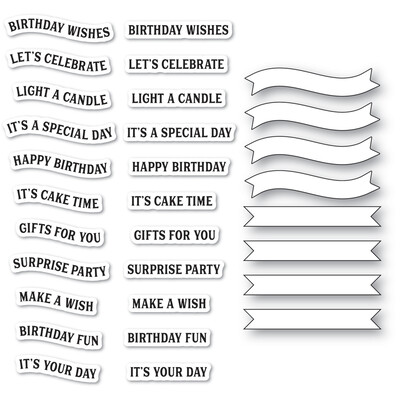 Clear Stamp & Die Set, Birthday Banners