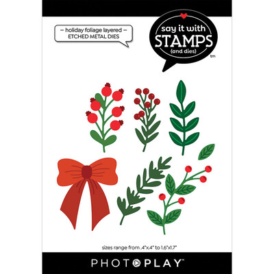 Say It With Stamps Die, Holiday Foliage Layered