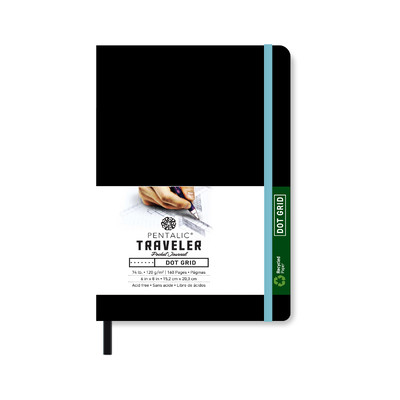 Traveler Dot Grid Pocket Journal, 6" x 8" - Black