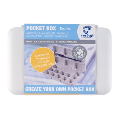 Van Gogh Watercolor Empty Plastic Pocket Box, 12 Pan - White