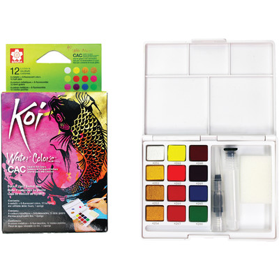 Koi Water Colors Cake Set, Field Sketch Box - 12 Colors