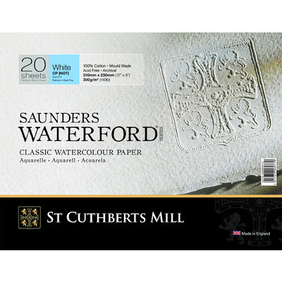 Saunders Waterford Cold Pressed Watercolour Paper Block, White - 12" x 9" (300g/140lb)