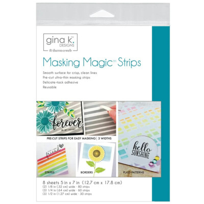 Gina K. Designs Masking Magic Strips, 1/8" + 1/4" + 1/2" x 7" (8 Sheets)