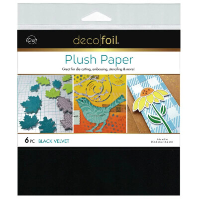 Deco Foil Plush Papers, 6" x 6" - Black Velvet (6 Sheets)