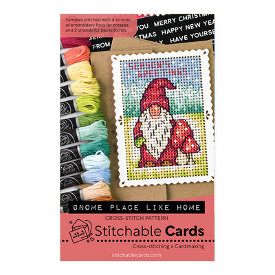 Stitchable Cards Cross Stitch Pattern, Gnome Place Like Home